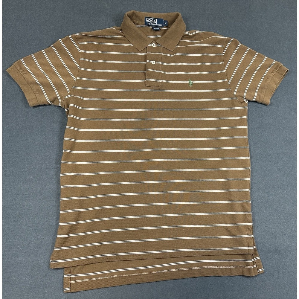Vintage Polo Ralph Lauren Polo Shirt Size Medium Striped Brown Preppy